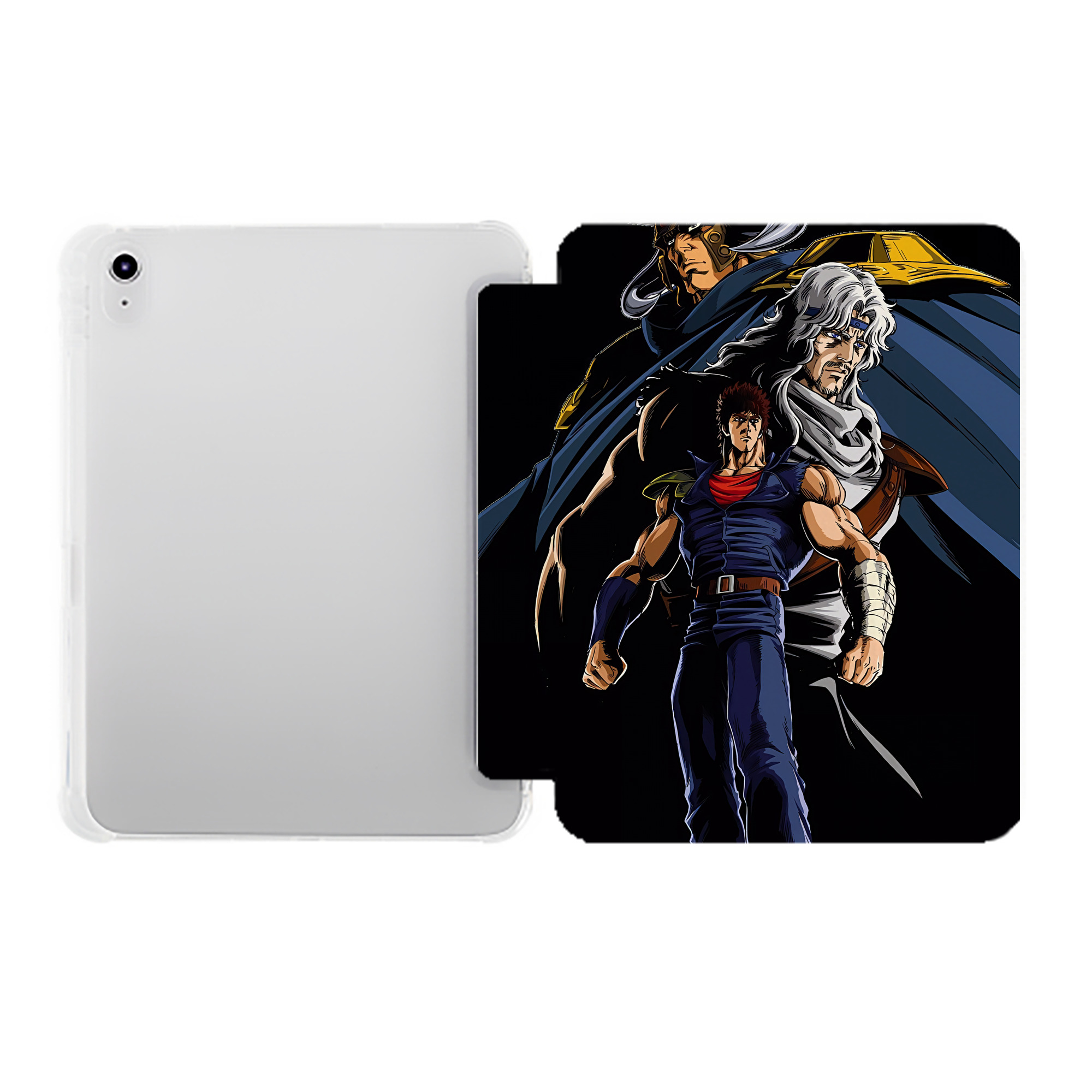 （画像用） 北斗の拳 Fist of the North Star IPad ケース ペン収納付き 三つ折りスタンド PUレザー×シリコン 対応機種9.5/10.5/10.9インチ